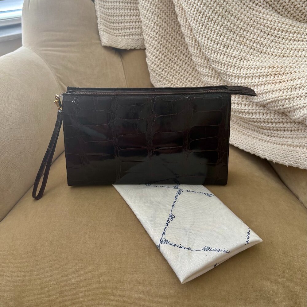 VTG Auth. TITTI DELL' ACQUA by MAXIMA Genuine Alligator Wristlet Clutch Bag